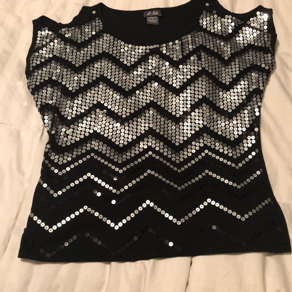 Dots Cold Shoulder Sequined Top